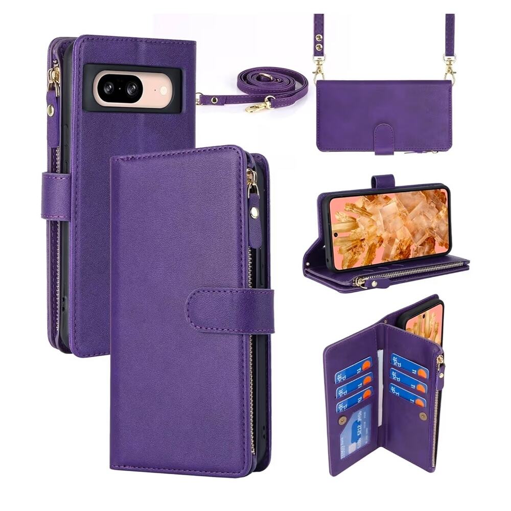 Case for Google Pixel 8 Wallet Case with Card Holder, (Purple)‎